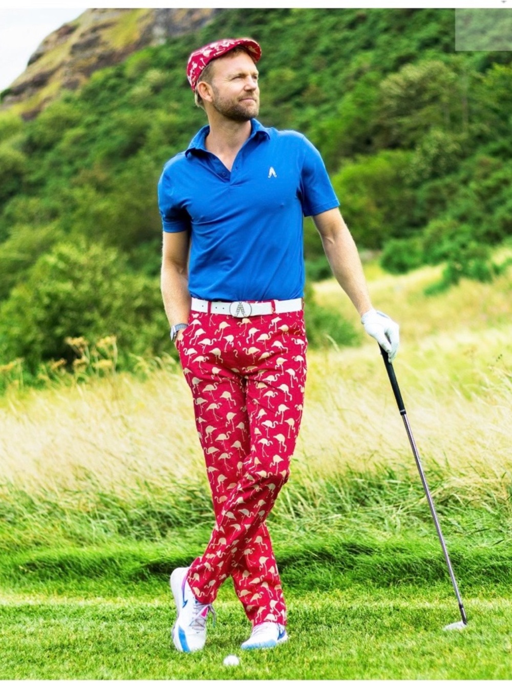 Men's Red Flamingo Print Golf Pants